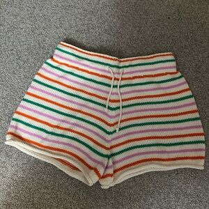 ZARA KNIT STRIPED SHORTS SIZE L